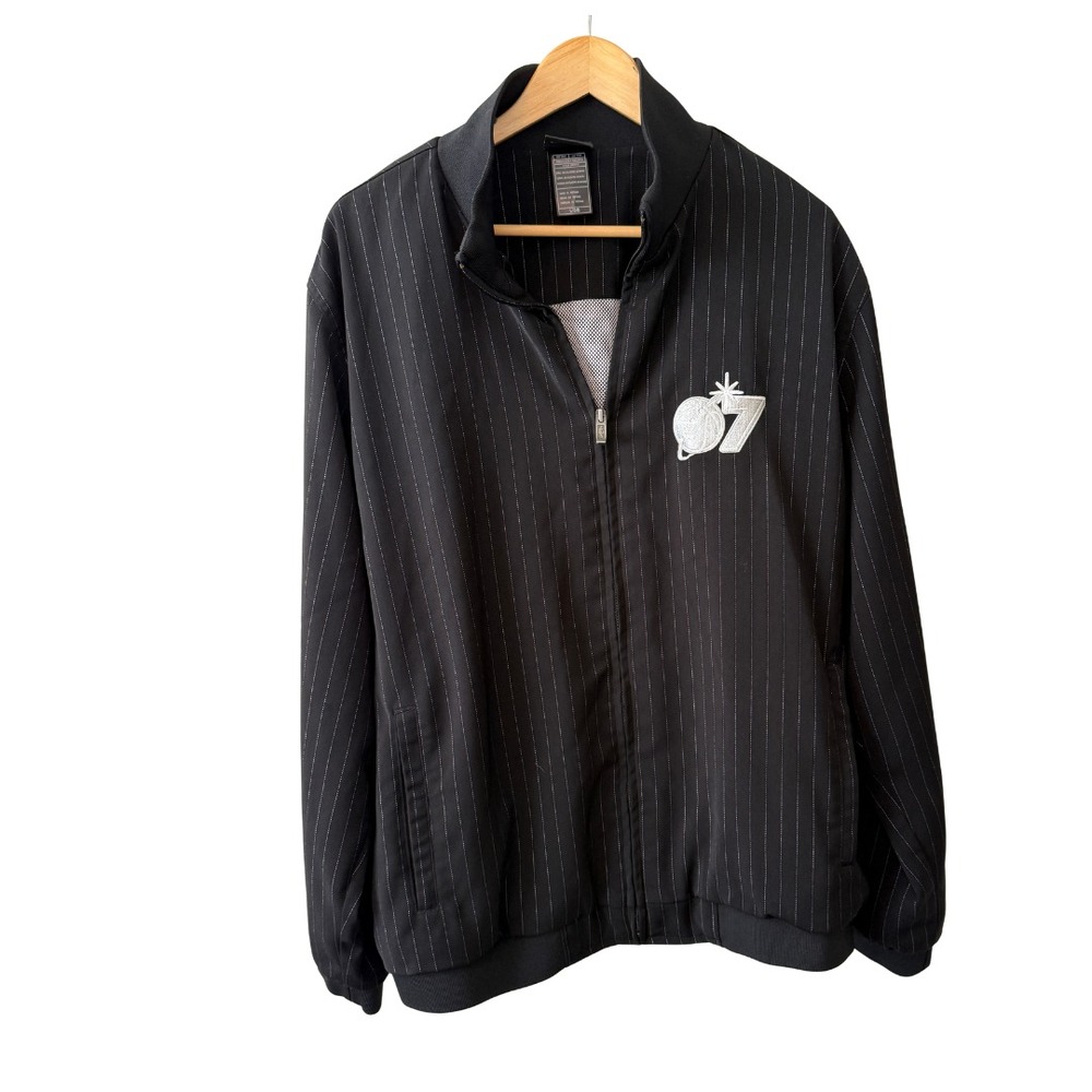 Adidas‎ Men's Large Las Vegas 2007 Black White Pin Striped Zipper Track Jacket
